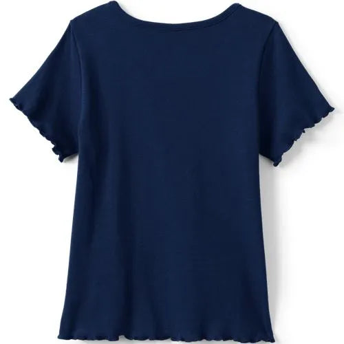 Girls Short Sleeve Ribbed Henley T-Shirt