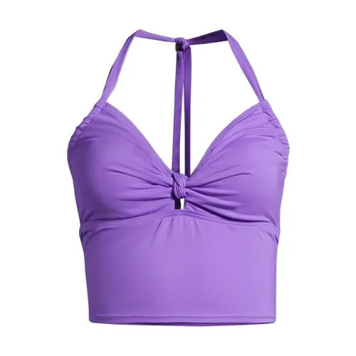 Women's Knot Front Halter Tankini Swimsuit Top