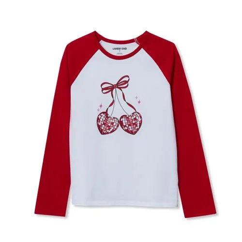 Girls Long Sleeve Raglan Graphic T-Shirt