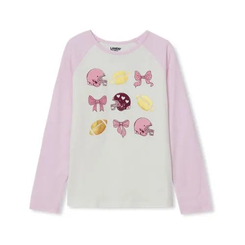 Girls Long Sleeve Raglan Graphic T-Shirt
