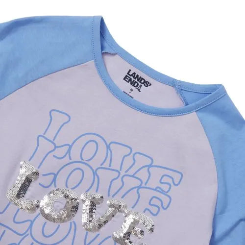 Girls Long Sleeve Raglan Graphic T-Shirt