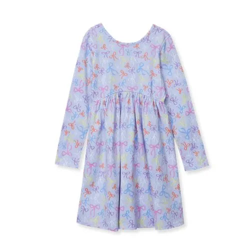 Girls Long Sleeve Gathered Waist Jersey Dress