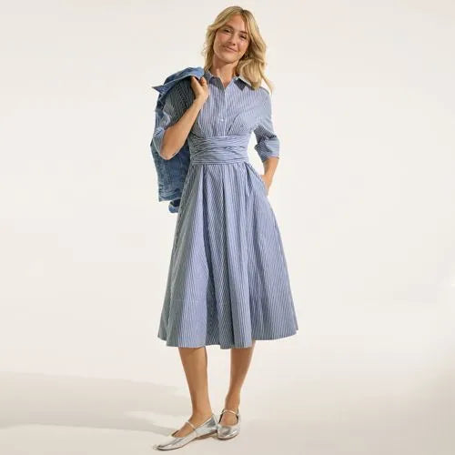 Women's Poplin Midi Wrap Front Dress
