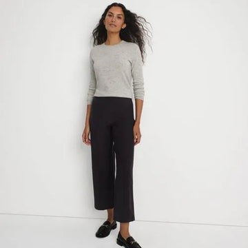 Women's Bi Stretch High Rise Pintuck Wide Leg Crop Pants