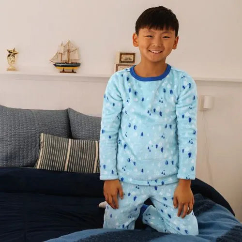 Kids Long Sleeve Plush Fleece Pajama Set
