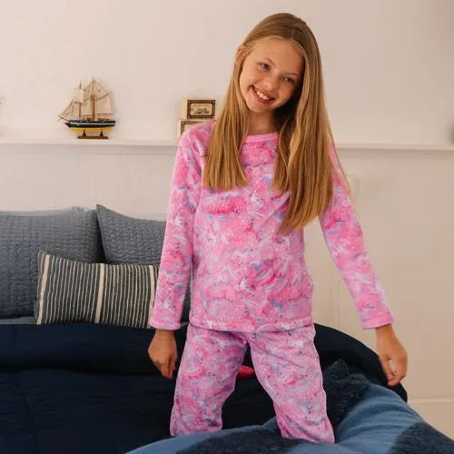 Kids Long Sleeve Plush Fleece Pajama Set