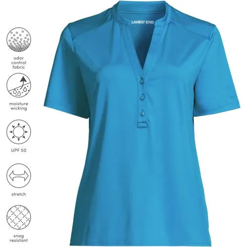 School Uniform Women's Rapid Dry Short Sleeve V-neck Henley Shirt