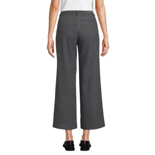 Women's Brushed Flannel High Rise Patch Pocket Wide Leg Crop Pants