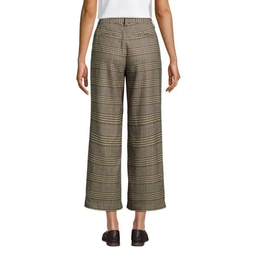 Women's Brushed Flannel High Rise Patch Pocket Wide Leg Crop Pants