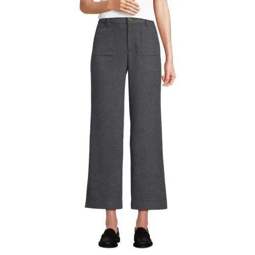 Women's Brushed Flannel High Rise Patch Pocket Wide Leg Crop Pants