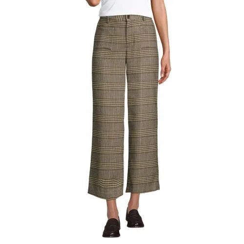 Women's Brushed Flannel High Rise Patch Pocket Wide Leg Crop Pants