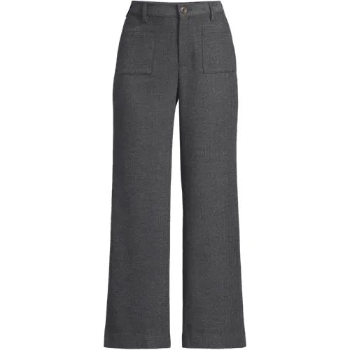 Women's Brushed Flannel High Rise Patch Pocket Wide Leg Crop Pants