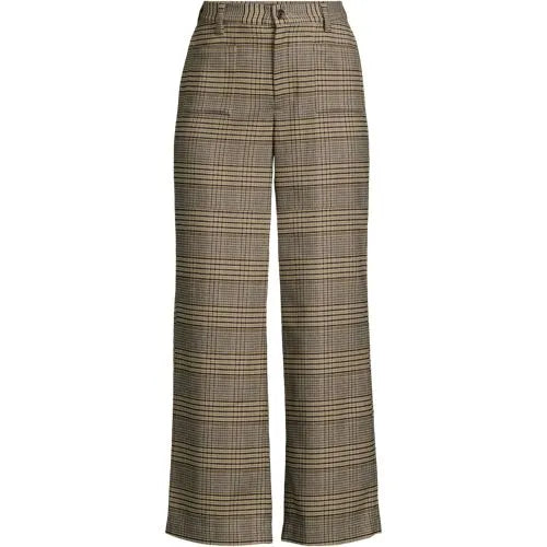 Women's Brushed Flannel High Rise Patch Pocket Wide Leg Crop Pants