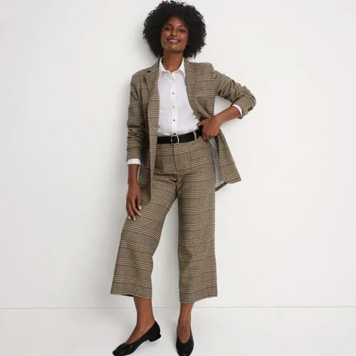 Women's Brushed Flannel High Rise Patch Pocket Wide Leg Crop Pants