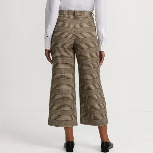 Women's Brushed Flannel High Rise Patch Pocket Wide Leg Crop Pants