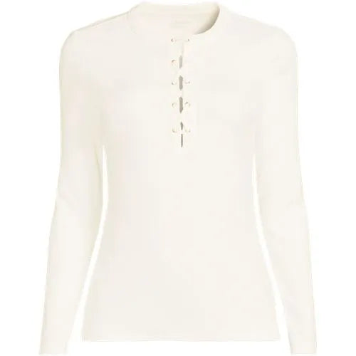 Women's Polished Rib Tie Henley Top