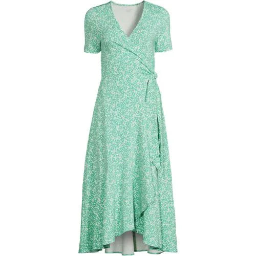 Women's Cotton Modal V-neck Wrap Midi Dress