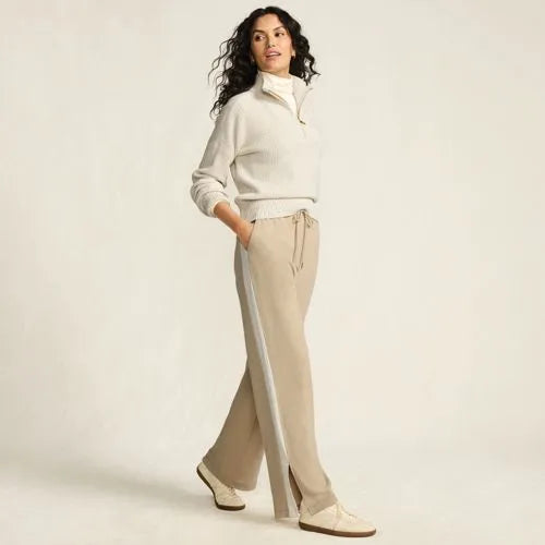 Women's Sport Knit High Rise Relaxed Straight Leg Side Stripe Pants