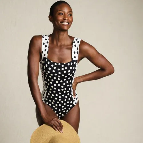 Women's Square Neck High Leg One Piece Swimsuit