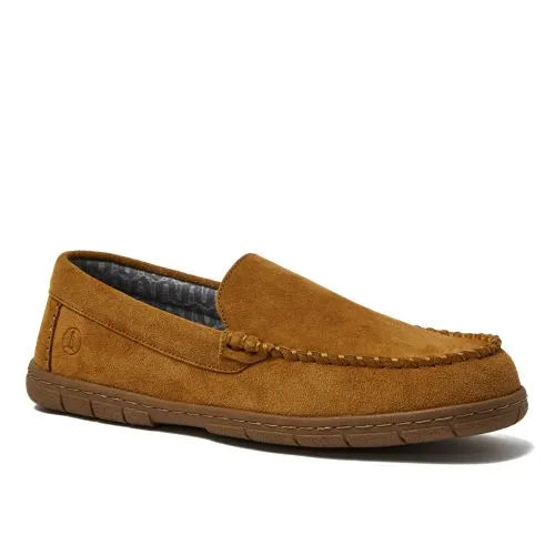 Men's Flannel Lined Suede Slip On Moccasin Slippers