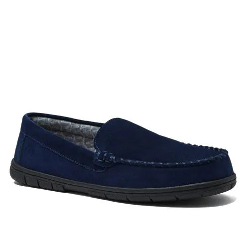 Men's Flannel Lined Suede Slip On Moccasin Slippers
