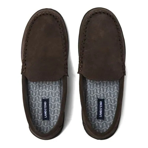 Men's Flannel Lined Suede Slip On Moccasin Slippers
