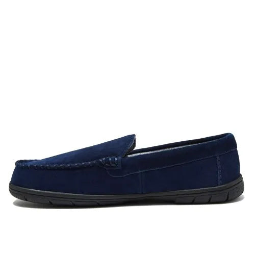 Men's Flannel Lined Suede Slip On Moccasin Slippers