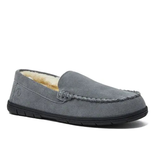 Men's Fuzzy Lined Suede Moccasin Slippers