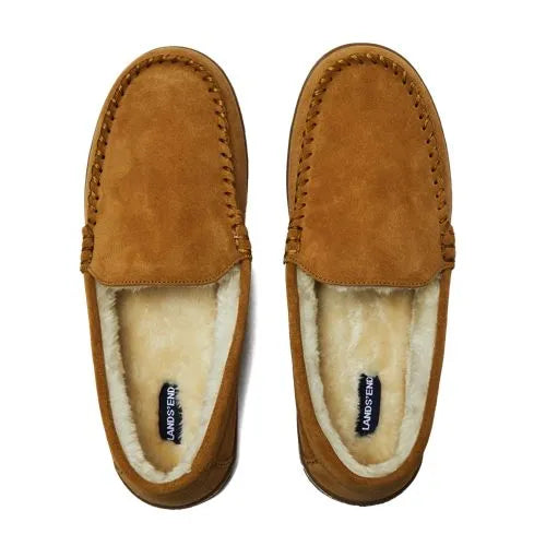 Men's Fuzzy Lined Suede Moccasin Slippers