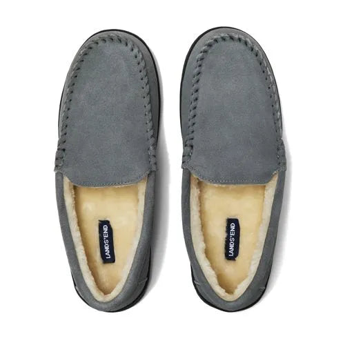 Men's Fuzzy Lined Suede Moccasin Slippers