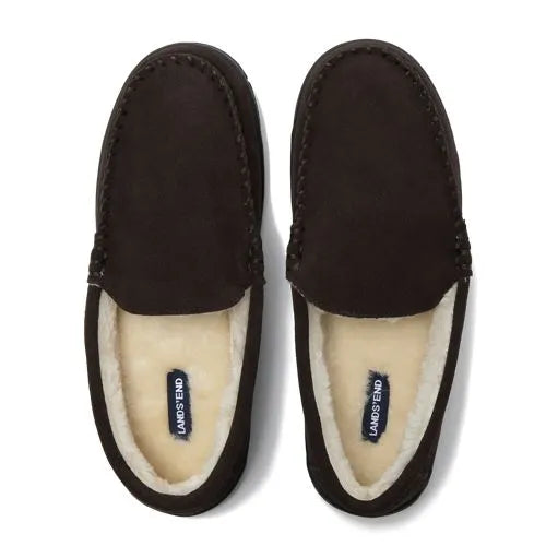 Men's Fuzzy Lined Suede Moccasin Slippers