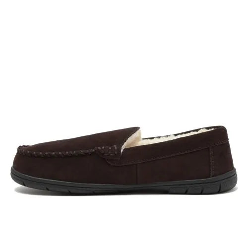 Men's Fuzzy Lined Suede Moccasin Slippers