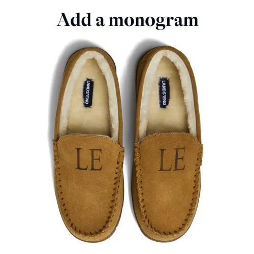 Men's Fuzzy Lined Suede Moccasin Slippers