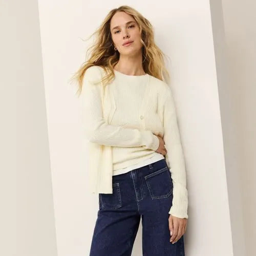 Women's Fine Gauge Baby Cable Crew Neck Sleeveless Sweater - Set Top