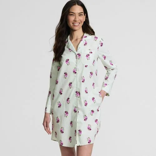 Women's Cotton Poplin Long Sleeve Sleepshirt Nightgown