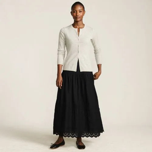 Women's Voile Tiered Eyelet Maxi Skirt