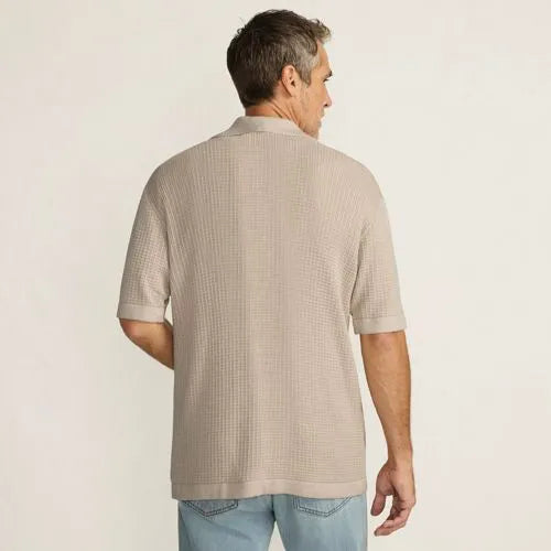 Men's Short Sleeve Camp Collar Sweater Polo