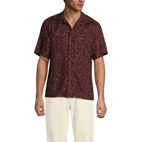 Men's Short Sleeve Linen Hawaiian Camp Collar Shirt