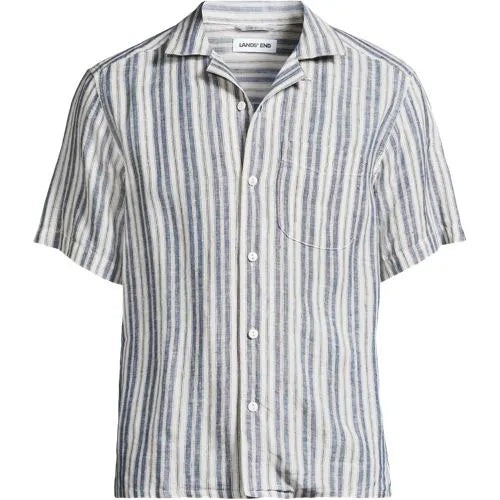 Men's Short Sleeve Linen Hawaiian Camp Collar Shirt
