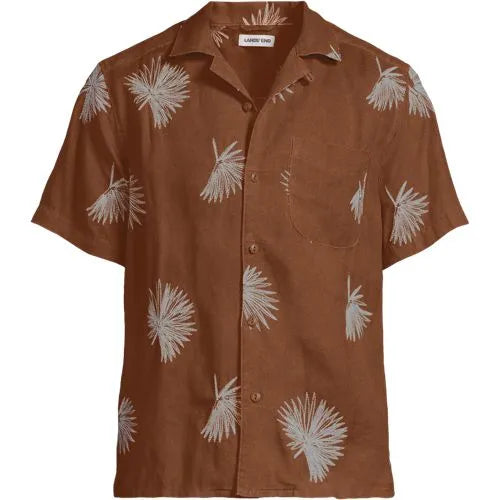 Men's Short Sleeve Linen Hawaiian Camp Collar Shirt
