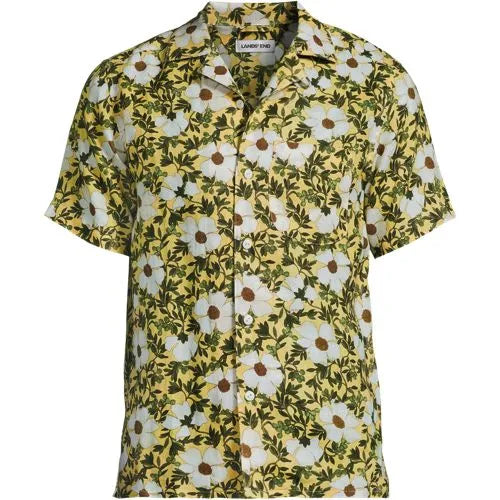 Men's Short Sleeve Linen Hawaiian Camp Collar Shirt
