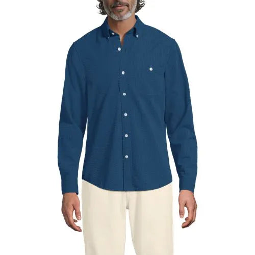 Men's Long Sleeve Seersucker Shirt