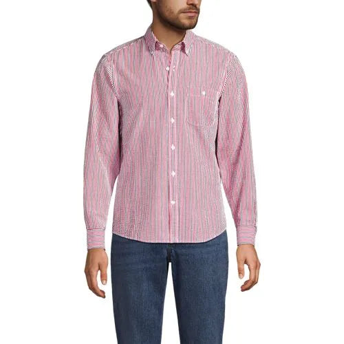 Men's Long Sleeve Seersucker Shirt