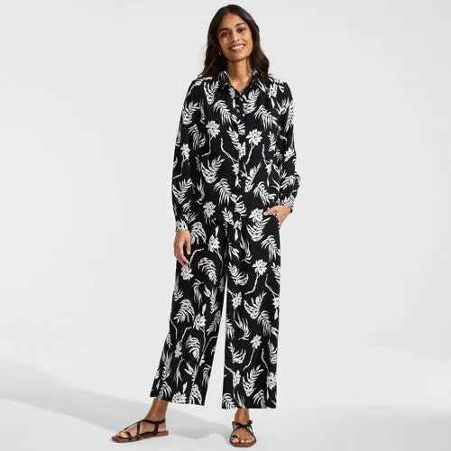 Women's Creaseless High Rise Palazzo Crop Pants