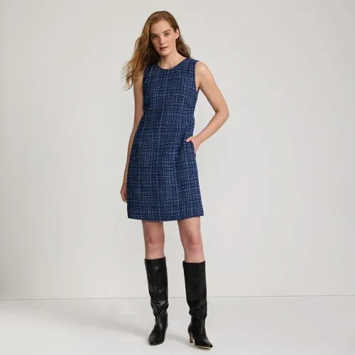 Women's Washable Tweed Sleeveless Above the Knee Dress