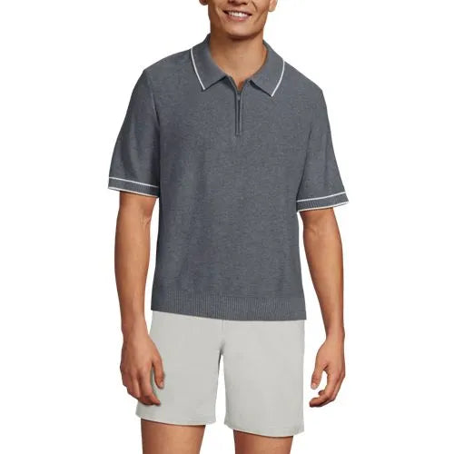 Men's Short Sleeve Cooling Zip Sweater Polo