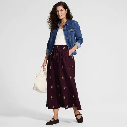 Women's Poplin Pull On Maxi Skirt