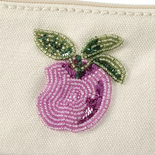 Embroidered Zipper Canvas Pouch
