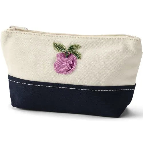 Embroidered Zipper Canvas Pouch
