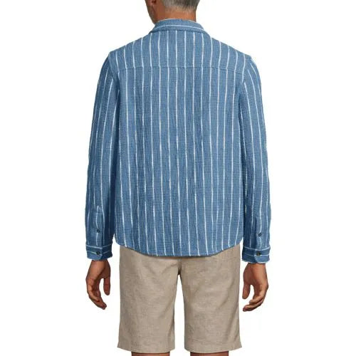 Men's Long Sleeve Knit Boucle Button Through Shirt